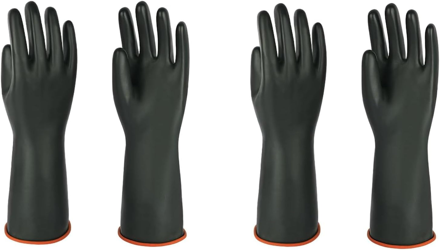 Heavy-Duty Latex Chemical Resistant Gloves - Reusable Long Rubber Dishwashing Gloves with Forearm Protection for Men - Waterproof, Industrial Safety Gear, Acid & Alkali Resistant, Oil-Proof,14“，1 Pair
