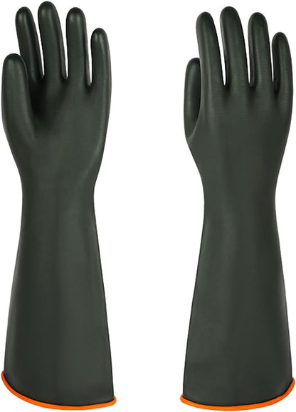 Heavy-Duty Latex Chemical Resistant Gloves - Reusable Long Rubber Dishwashing Gloves with Forearm Protection for Men - Waterproof, Industrial Safety Gear, Acid & Alkali Resistant, Oil-Proof,14“，1 Pair