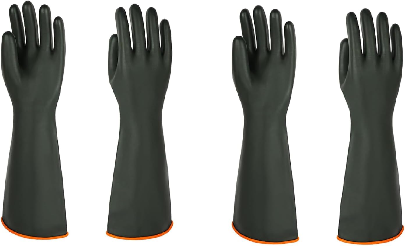 Heavy-Duty Latex Chemical Resistant Gloves - Reusable Long Rubber Dishwashing Gloves with Forearm Protection for Men - Waterproof, Industrial Safety Gear, Acid & Alkali Resistant, Oil-Proof,14“，1 Pair