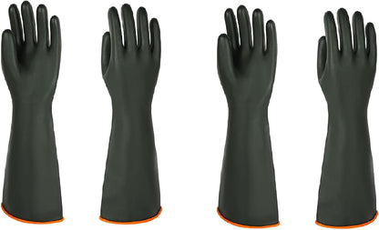 Heavy-Duty Latex Chemical Resistant Gloves - Reusable Long Rubber Dishwashing Gloves with Forearm Protection for Men - Waterproof, Industrial Safety Gear, Acid & Alkali Resistant, Oil-Proof,14“，1 Pair