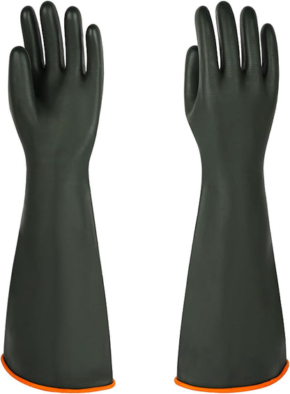 Heavy-Duty Latex Chemical Resistant Gloves - Reusable Long Rubber Dishwashing Gloves with Forearm Protection for Men - Waterproof, Industrial Safety Gear, Acid & Alkali Resistant, Oil-Proof,14“，1 Pair
