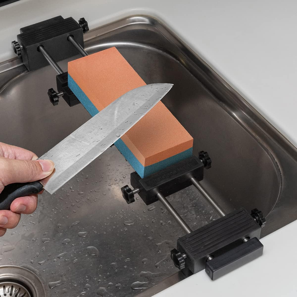 Sharpening Stone Holder – Adjustable Whetstone Stone Holder 5.5" to 9", Non-Slip Rubber Base for Secure Knives Sharpening for Kitchen w/knife Sharpener, Wet, Diamond Stone(71013)