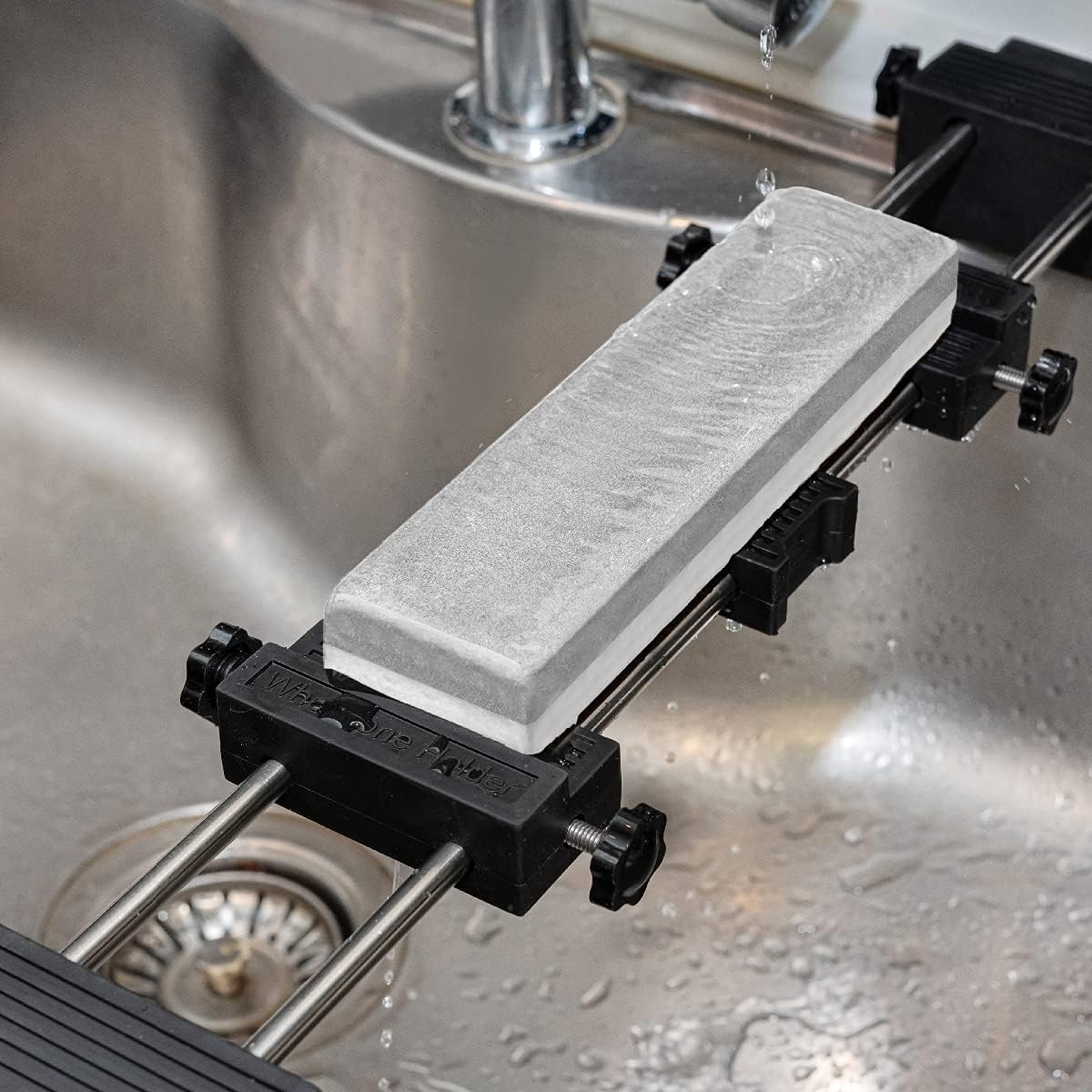 Sharpening Stone Holder – Adjustable Whetstone Stone Holder 5.5" to 9", Non-Slip Rubber Base for Secure Knives Sharpening for Kitchen w/knife Sharpener, Wet, Diamond Stone(71013)