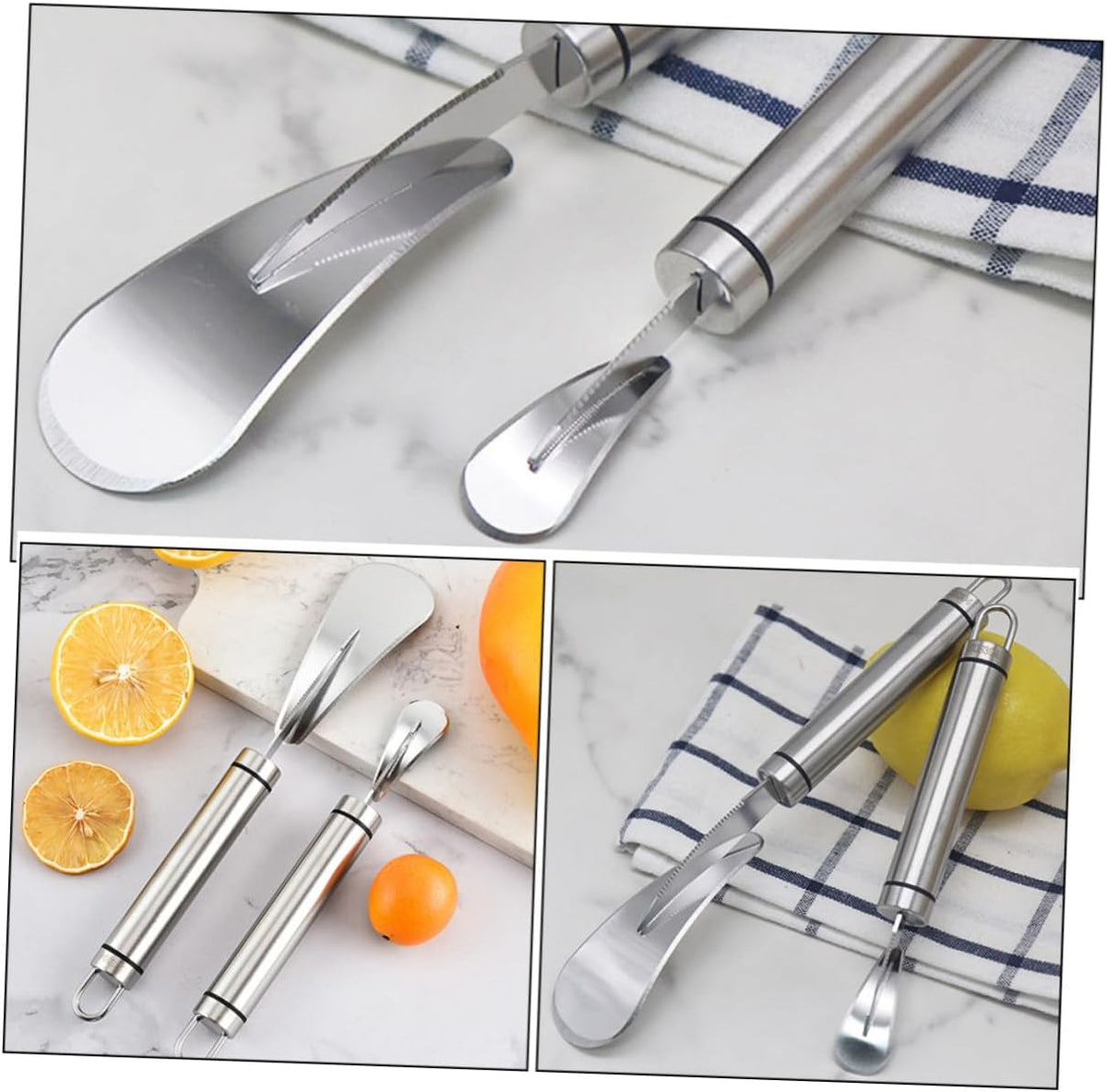 2pcs Stainless Steel Citrus Peeler and Grapefruit Knife Set, Multifunctional Orange and Pomelo Peeling Tools for Household Kitchen Fruit Preparation