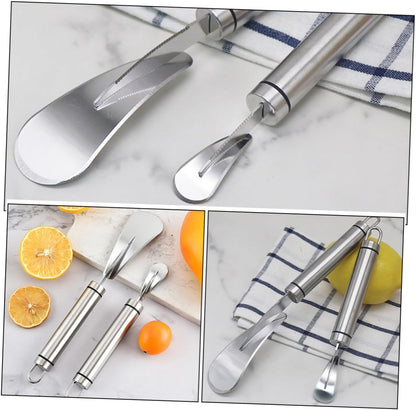 2pcs Stainless Steel Citrus Peeler and Grapefruit Knife Set, Multifunctional Orange and Pomelo Peeling Tools for Household Kitchen Fruit Preparation