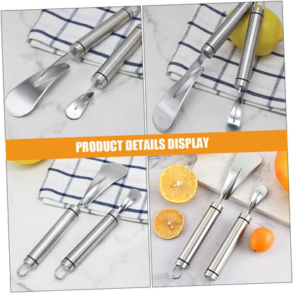 2pcs Stainless Steel Citrus Peeler and Grapefruit Knife Set, Multifunctional Orange and Pomelo Peeling Tools for Household Kitchen Fruit Preparation