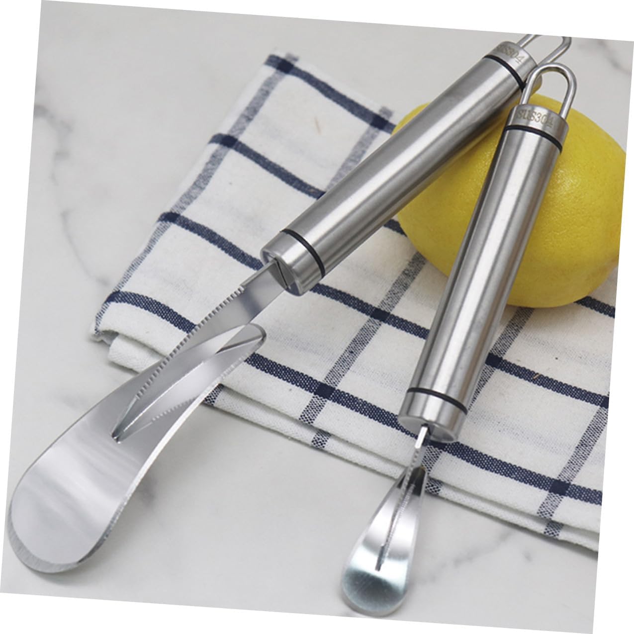 2pcs Stainless Steel Citrus Peeler and Grapefruit Knife Set, Multifunctional Orange and Pomelo Peeling Tools for Household Kitchen Fruit Preparation