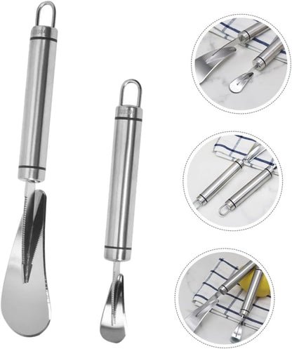 2pcs Stainless Steel Citrus Peeler and Grapefruit Knife Set, Multifunctional Orange and Pomelo Peeling Tools for Household Kitchen Fruit Preparation