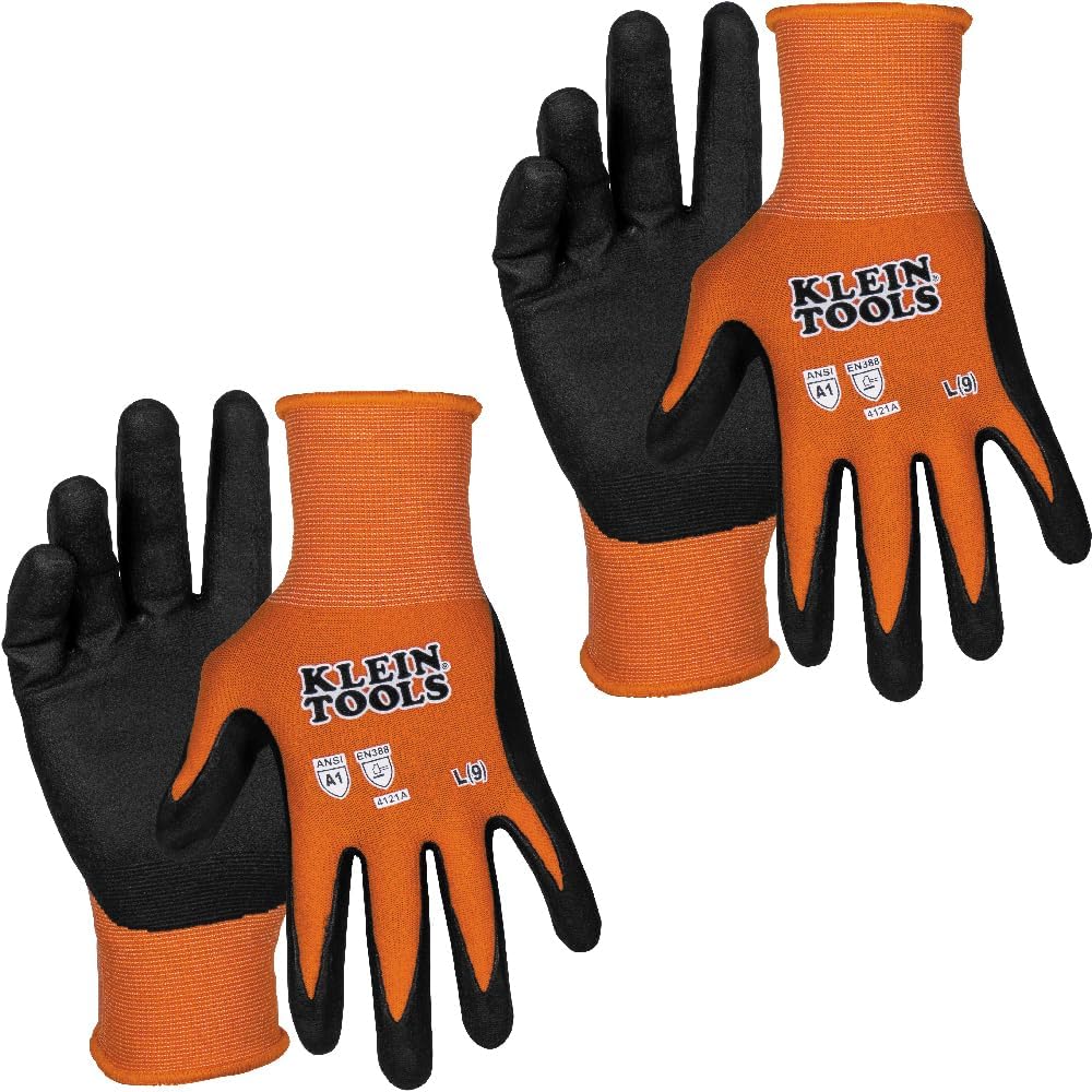 60582 Work Gloves, Knit Dipped Cut Resistant ANSI A1 Nitrile Coated Gloves, Nylon-Spandex, Touchscreen Capable, X-Large, 2-Pair