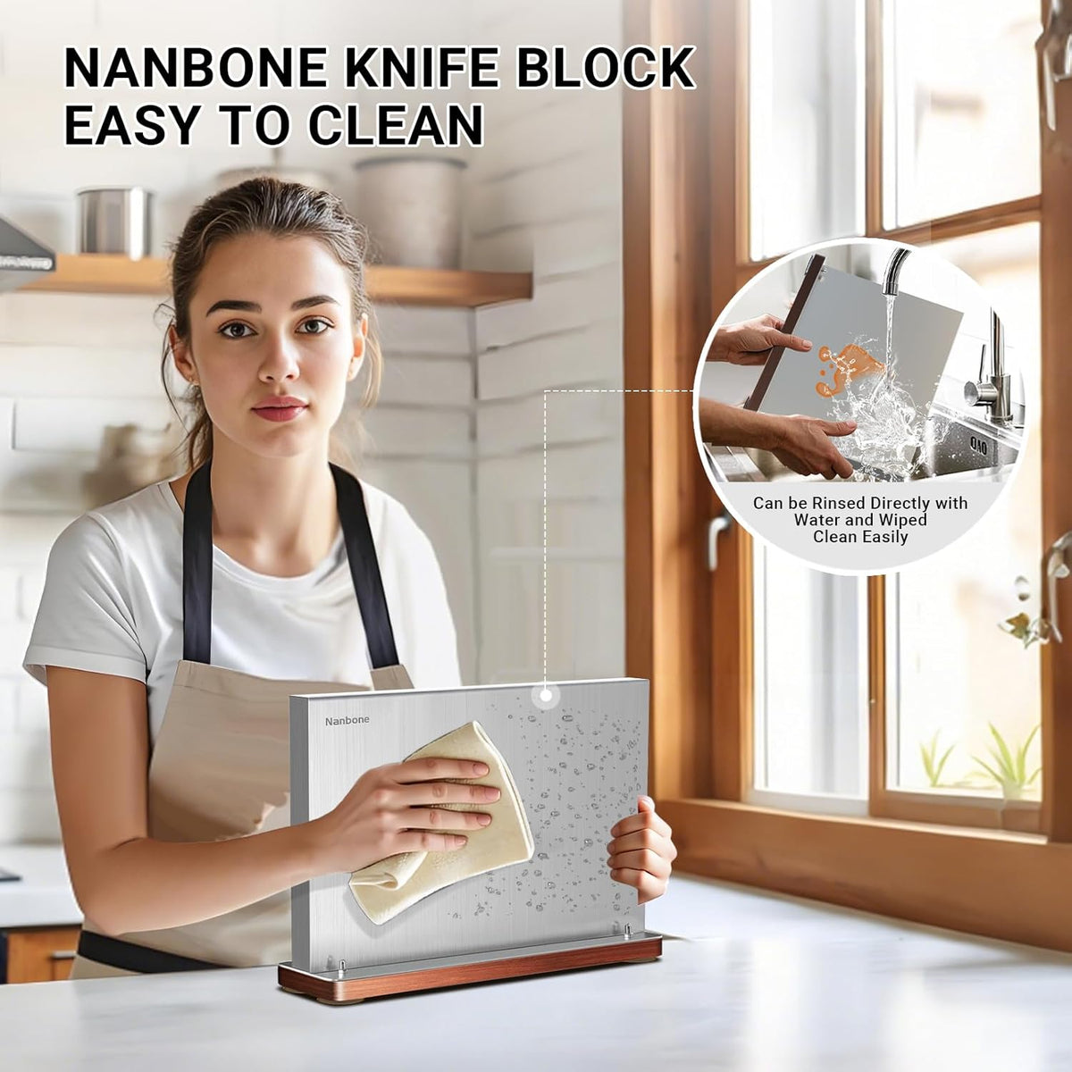 Magnetic Knife Block Stand Without Knives Double Sided Magnetic Knife Holder Rack for Kitchen Counter Stainless Steel Knife Magnetic Strip Display Stand Storage Organizer with Wood Base