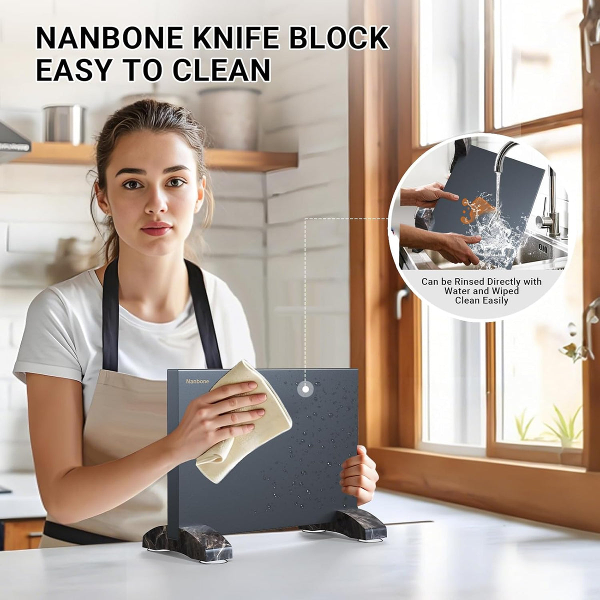 Magnetic Knife Block Stand Without Knives Double Sided Magnetic Knife Holder Rack for Kitchen Counter Stainless Steel Knife Magnetic Strip Display Stand Storage Organizer with Wood Base