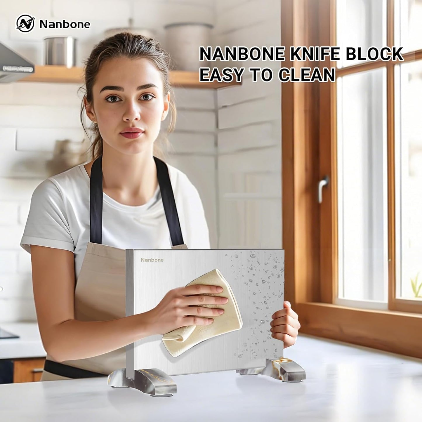 Magnetic Knife Block Stand Without Knives Double Sided Magnetic Knife Holder Rack for Kitchen Counter Stainless Steel Knife Magnetic Strip Display Stand Storage Organizer with Wood Base