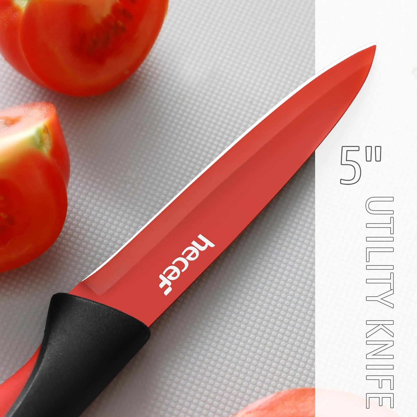14 Pieces Kitchen Knife Set with Built-in Sharpening Wooden Block, Dishwasher Safe, High Carbon Stainless Steel Knife Block Set with Steak Knives, Kitchen Scissors (Red)