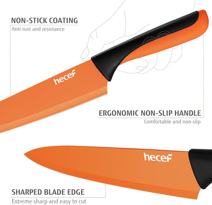 14 Pieces Kitchen Knife Set with Built-in Sharpening Wooden Block, Dishwasher Safe, High Carbon Stainless Steel Knife Block Set with Steak Knives, Kitchen Scissors (Red)