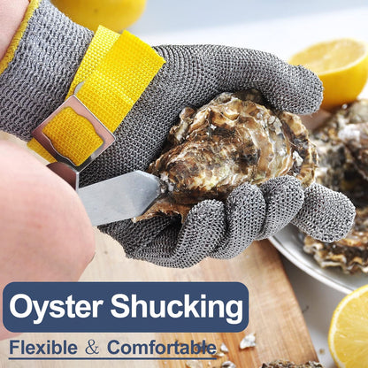 Level 9 Cut Resistant Glove Food Grade, Stainless Steel Mesh Metal Glove Knife Cutting Glove for Butcher Meat Cutting Oyster Shucking Kitchen Mandoline Chef Slicing Fish Fillet (2X Large)