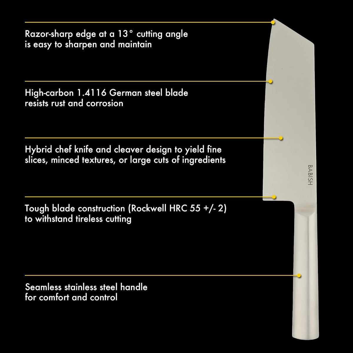 7.5-Inch Clef Knife – High-Carbon 1.4116 German Steel Kitchen Knife, Chef & Cleaver Hybrid for Chopping, Slicing & Prep, Full-Tang, Razor Sharp, Ergonomic Design