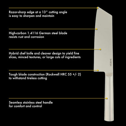 7.5-Inch Clef Knife – High-Carbon 1.4116 German Steel Kitchen Knife, Chef & Cleaver Hybrid for Chopping, Slicing & Prep, Full-Tang, Razor Sharp, Ergonomic Design
