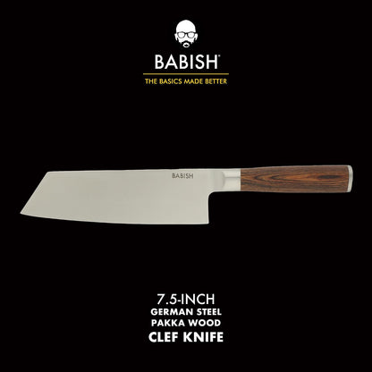 7.5-Inch Clef Knife – High-Carbon 1.4116 German Steel Kitchen Knife, Chef & Cleaver Hybrid for Chopping, Slicing & Prep, Full-Tang, Razor Sharp, Ergonomic Design
