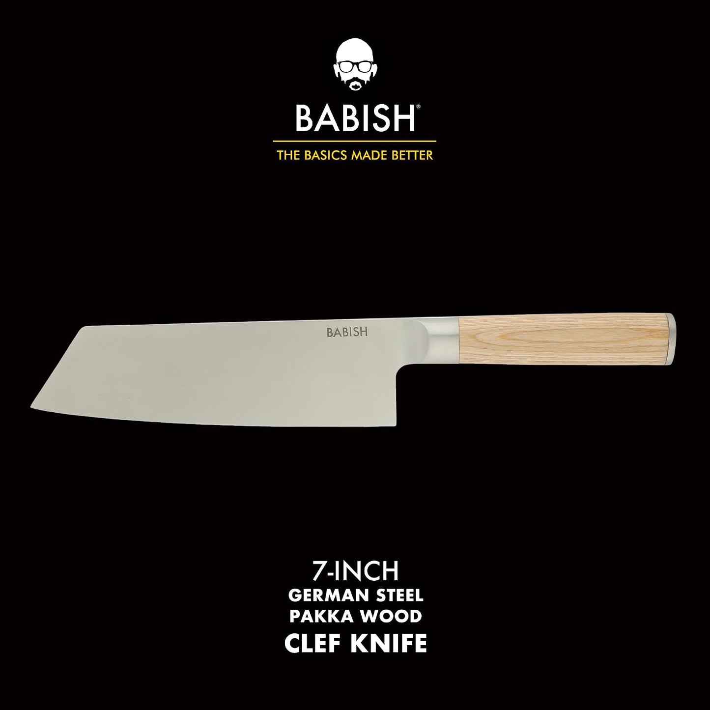 7.5-Inch Clef Knife – High-Carbon 1.4116 German Steel Kitchen Knife, Chef & Cleaver Hybrid for Chopping, Slicing & Prep, Full-Tang, Razor Sharp, Ergonomic Design