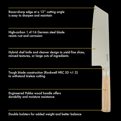 7.5-Inch Clef Knife – High-Carbon 1.4116 German Steel Kitchen Knife, Chef & Cleaver Hybrid for Chopping, Slicing & Prep, Full-Tang, Razor Sharp, Ergonomic Design