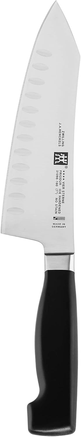 Four Star 7-inch Razor-Sharp German Santoku Knife, Made in Company-Owned German Factory with Special Formula Steel perfected for almost 300 Years, Dishwasher Safe