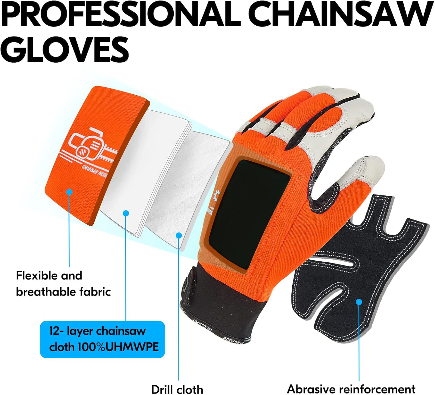 ... Leather Chainsaw Gloves,Both/Left hands Protection(CA97659/CA9760)