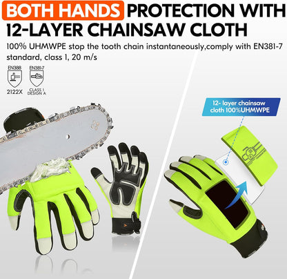 ... Leather Chainsaw Gloves,Both/Left hands Protection(CA97659/CA9760)
