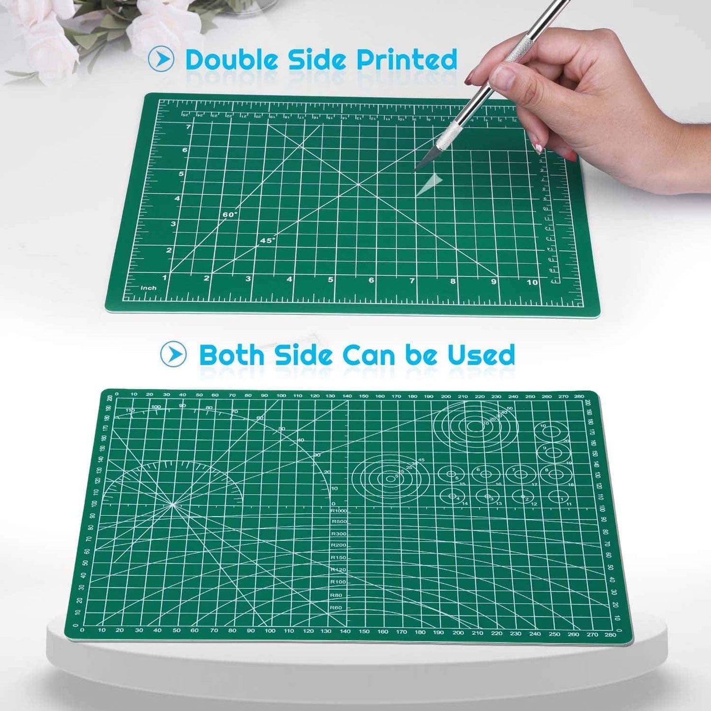 Self Healing Sewing Mat, 12inch x 18inch Rotary Cutting Mat Double Sided 5-Ply Craft Cutting Board for Sewing Crafts Hobby Fabric Precision Scrapbooking Project