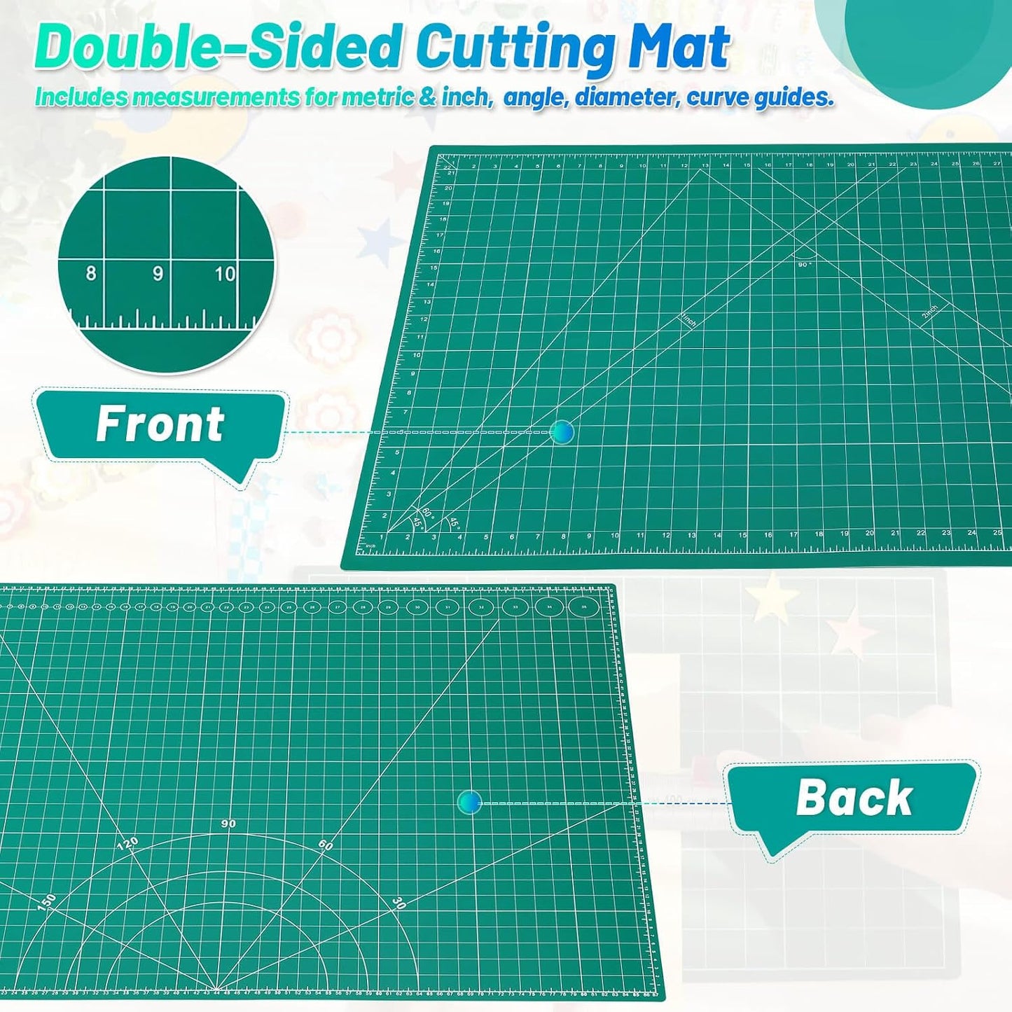 Self Healing Sewing Mat, 12inch x 18inch Rotary Cutting Mat Double Sided 5-Ply Craft Cutting Board for Sewing Crafts Hobby Fabric Precision Scrapbooking Project