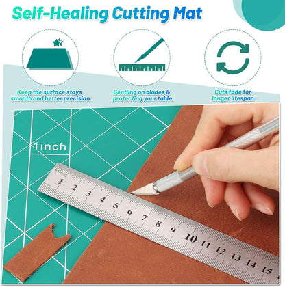 Self Healing Sewing Mat, 12inch x 18inch Rotary Cutting Mat Double Sided 5-Ply Craft Cutting Board for Sewing Crafts Hobby Fabric Precision Scrapbooking Project