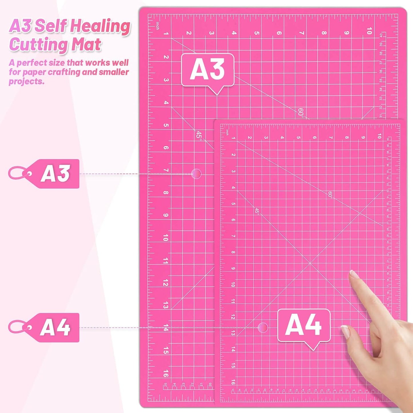 Self Healing Sewing Mat, 12inch x 18inch Rotary Cutting Mat Double Sided 5-Ply Craft Cutting Board for Sewing Crafts Hobby Fabric Precision Scrapbooking Project