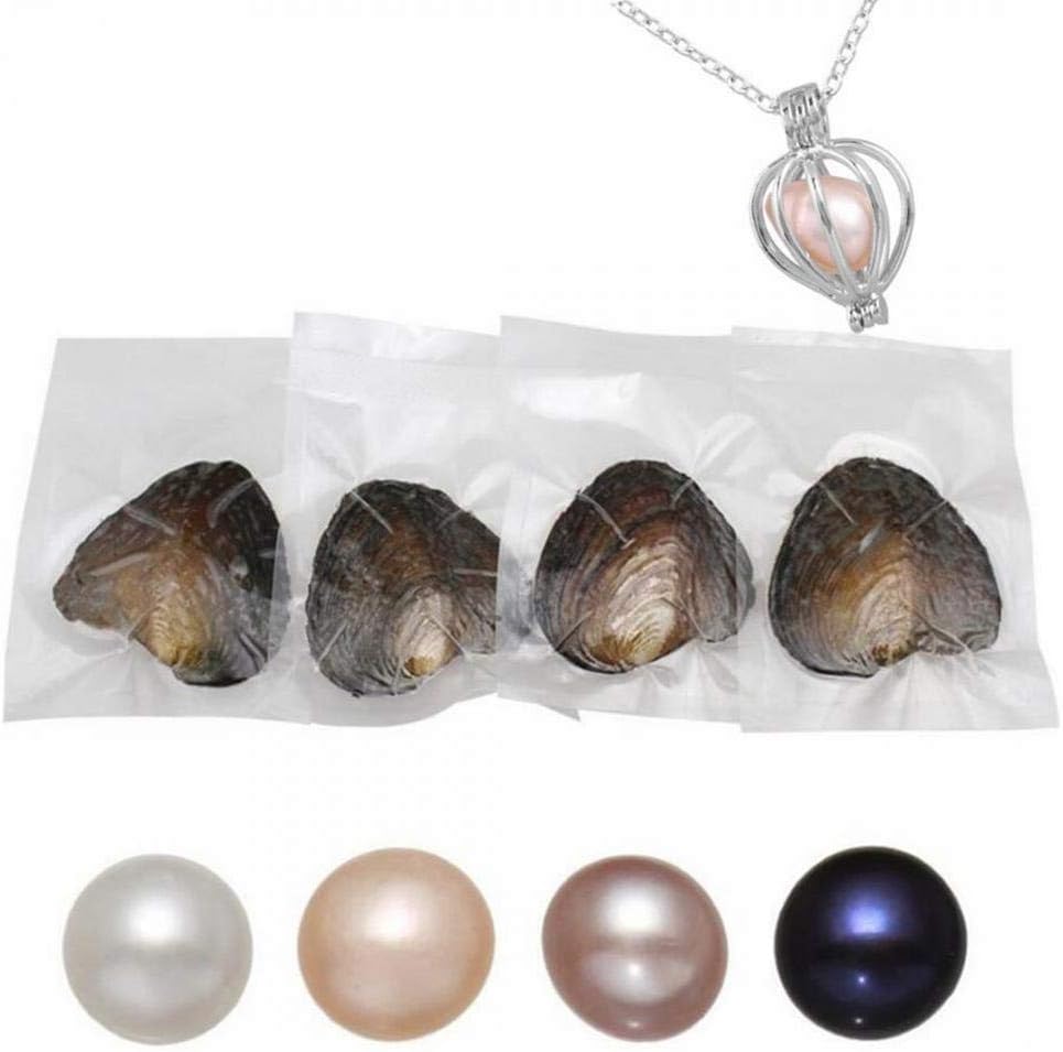 Freshwater Pearl Oyster Cultured Love Wish Round Pearls 7-8mm 4Pcs | Pearls Inside Oysters, Shining And Meaningful, DIY Necklace Pearl Kit Gift For Women