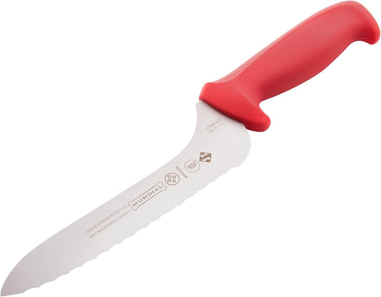 R5620-7E 7" Offset Serrated Sandwich Knife With Red Handle-R5620-7E