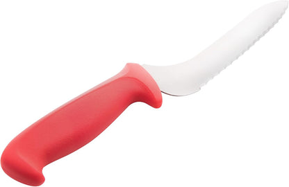 R5620-7E 7" Offset Serrated Sandwich Knife With Red Handle-R5620-7E