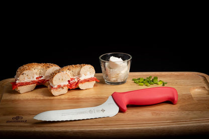 R5620-7E 7" Offset Serrated Sandwich Knife With Red Handle-R5620-7E