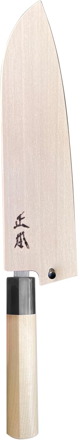 Santoku Knife/Bunka Knife Sheath with Pin 7" (180mm) for VG, AT, HC, ZA, FH Series, Wooden Kitchen Knife Protect Cover, Japanese Natural Magnolia Wood, Made in JAPAN