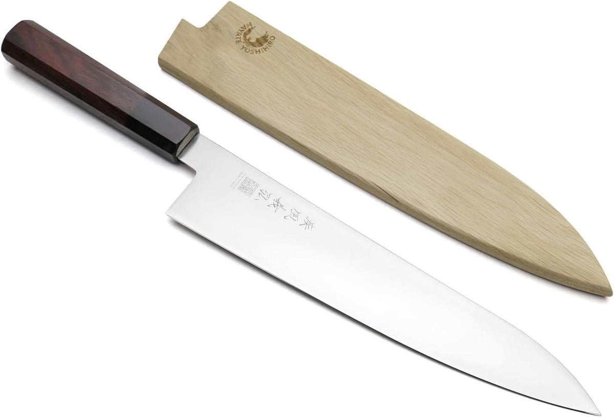 Yoshihiro AUS10 Ice Hardened Stainless Steel Wa Gyuto Japanese Chef Knife Rosewood Handle (Blade Length: 9.5" (240mm))