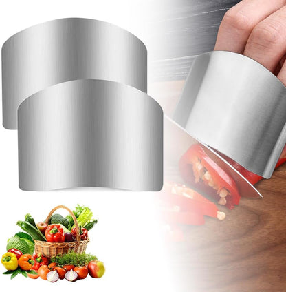Stainless Steel Finger Guard, Universal Fit Adjustable Finger Protector for Cutting Food, Premium Slicing Tool, Silver