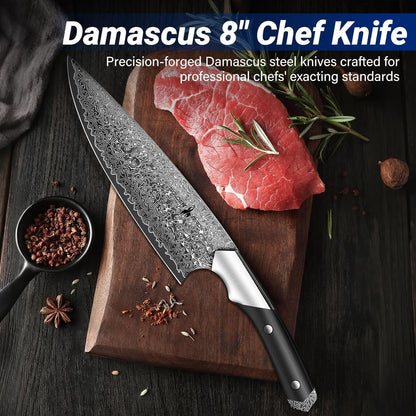 Golden Bird 8'' Damascus Breaking Knife, Gifts for Men | Japanese VG10 Steel Boning Knives with Wood Handle, Flexible Blade for Meat Cutting, Brisket Trimming, Filleting and Slicing