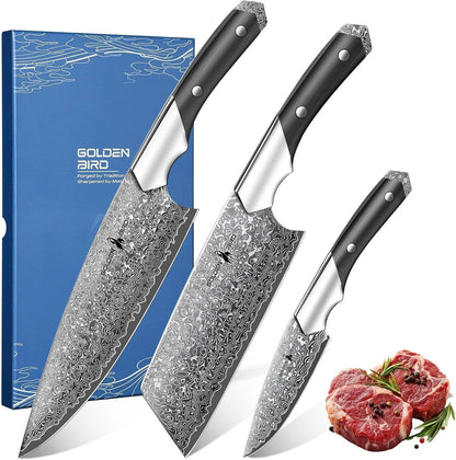 Golden Bird 8'' Damascus Breaking Knife, Gifts for Men | Japanese VG10 Steel Boning Knives with Wood Handle, Flexible Blade for Meat Cutting, Brisket Trimming, Filleting and Slicing