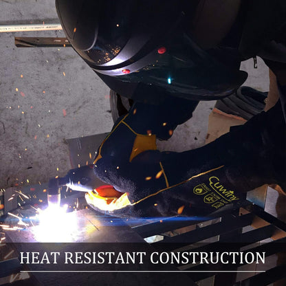 Welding Gloves, 1112°F Heat/Fire Resistant/Leather Forge Gloves, with Kevlar Stitching String, 16 inches Extra Long Sleeve and Fireproof Hook and Loop Tape,fit for Mig/Tig
