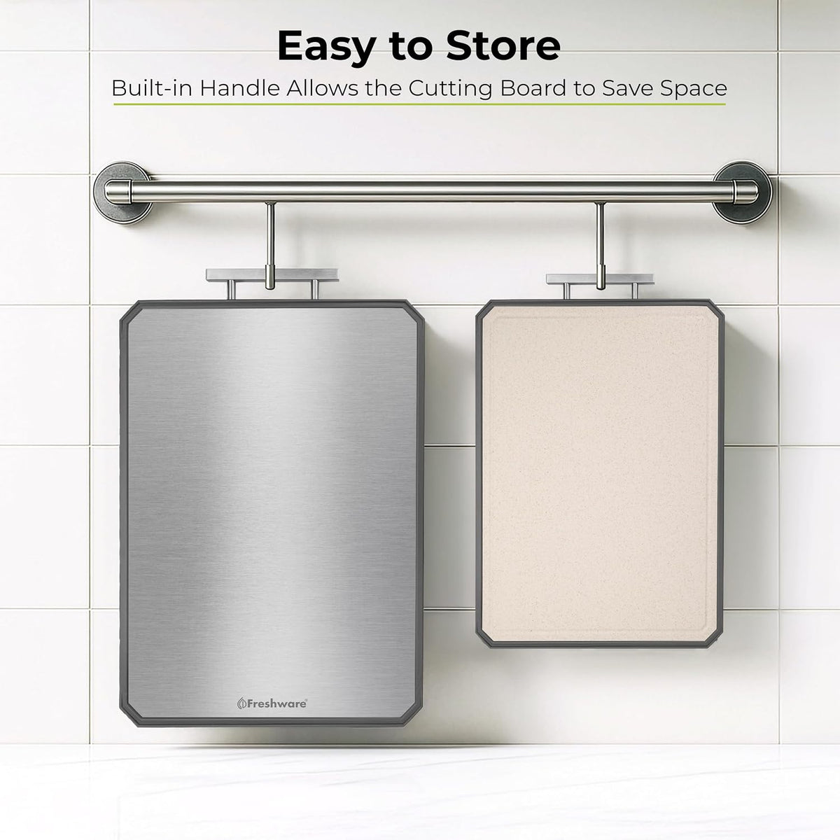 Titanium Cutting Board for Kitchen, Set of 2, Double Sided Cutting Boards, Pure Titanium/PP, Chopping Board with Juice Grooves, Dishwasher Safe, Medium 12.1" by 8.3" and Large 16.2" by 11"