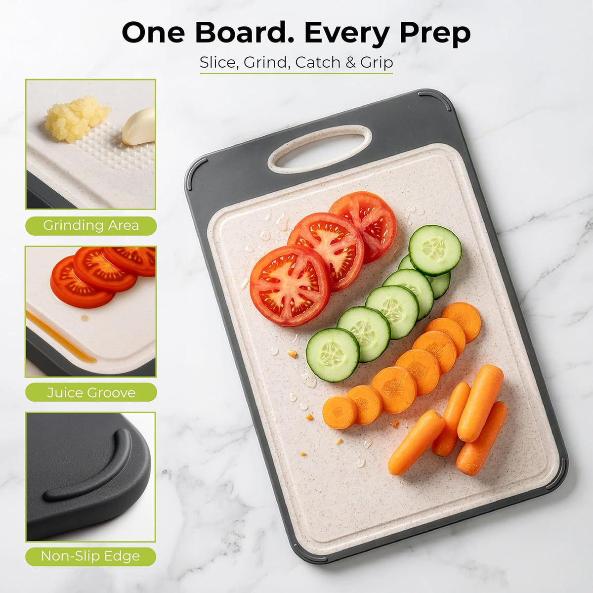 Titanium Cutting Board for Kitchen, Set of 2, Double Sided Cutting Boards, Pure Titanium/PP, Chopping Board with Juice Grooves, Dishwasher Safe, Medium 12.1" by 8.3" and Large 16.2" by 11"