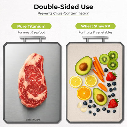Titanium Cutting Board for Kitchen, Set of 2, Double Sided Cutting Boards, Pure Titanium/PP, Chopping Board with Juice Grooves, Dishwasher Safe, Medium 12.1" by 8.3" and Large 16.2" by 11"