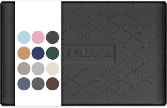 19" x 12" Waterproof Silicone Mat in Multiple Sizes & Colors, Under Sink Mat for Kitchen & Bathroom, Pet Food Pad for Dogs & Cats, Kitchen Cabinet Liner, Multi-Purpose for Storage(Black)