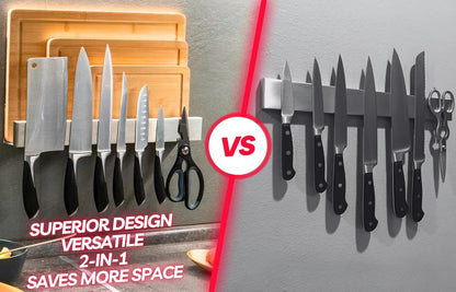 Knife Magnetic Strip & Cutting Board Holder for Wall or Fridge - 16 inch - (Supplies Not Included) - Magnetic Cutting Board & Knife Holder for Fridge or Wall