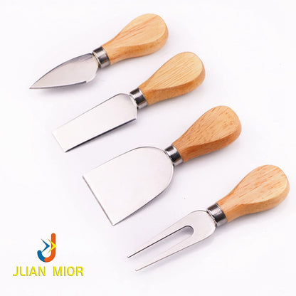 Exquisite 4-Piece Cheese Knives Set,Complete Stainless Steel Cheese Knife Collection(Acacia Wood Handle),Gift-Ready