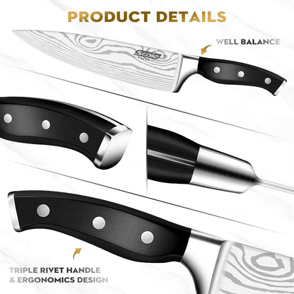 ® Chef Knife Ultra Sharp Kitchen Knife Set 7-Piece, Premium German 1.4116 Stainless Steel Chefs Knife Set, Ergonomic Handle Professional Full Tang Knives Set for Kitchen with Gift Box