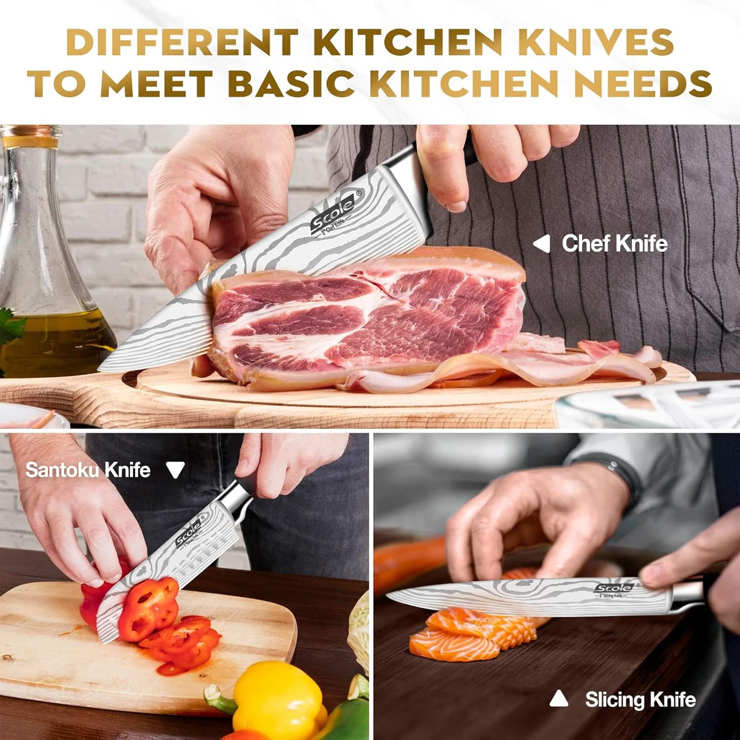 ® Chef Knife Ultra Sharp Kitchen Knife Set 7-Piece, Premium German 1.4116 Stainless Steel Chefs Knife Set, Ergonomic Handle Professional Full Tang Knives Set for Kitchen with Gift Box