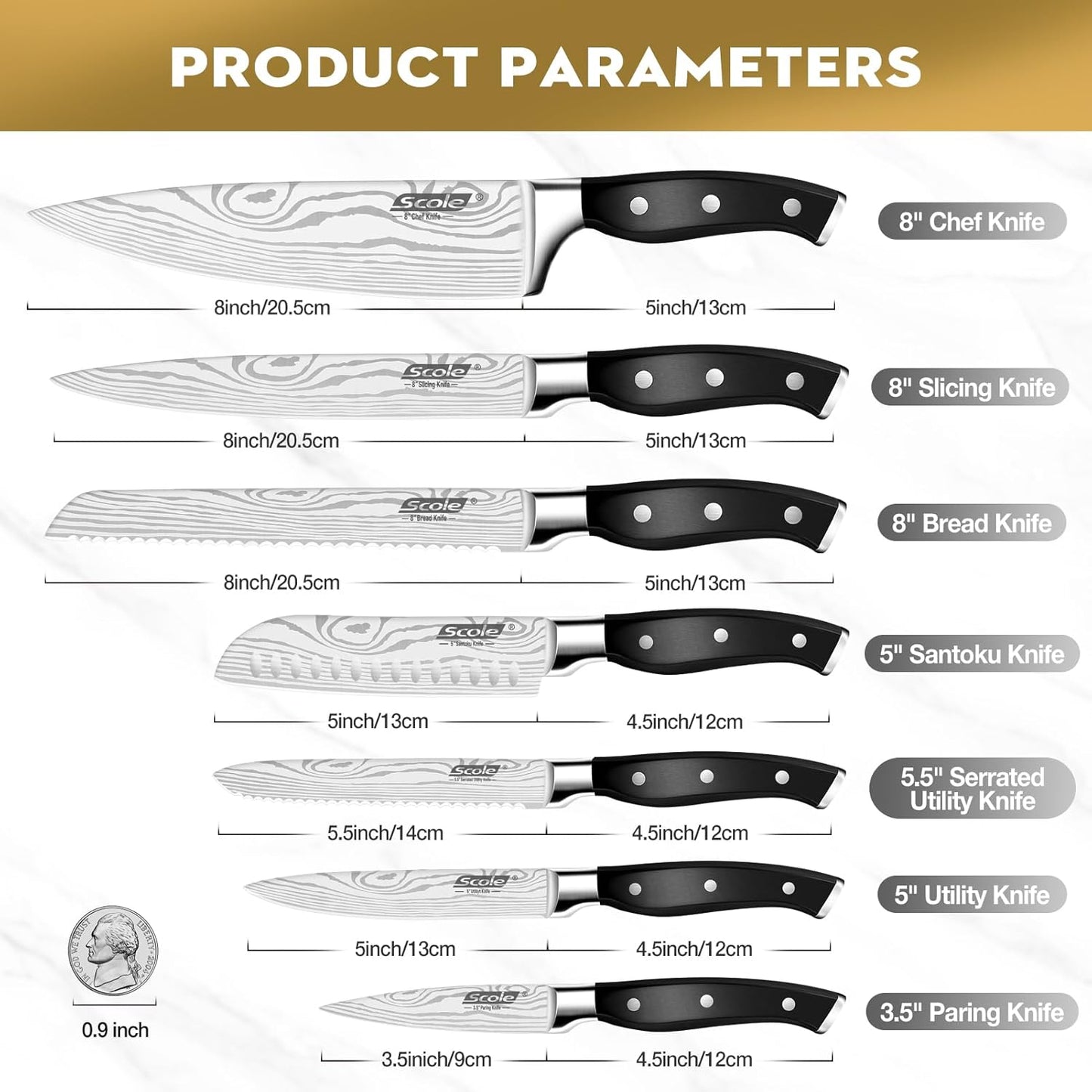 ® Chef Knife Ultra Sharp Kitchen Knife Set 7-Piece, Premium German 1.4116 Stainless Steel Chefs Knife Set, Ergonomic Handle Professional Full Tang Knives Set for Kitchen with Gift Box